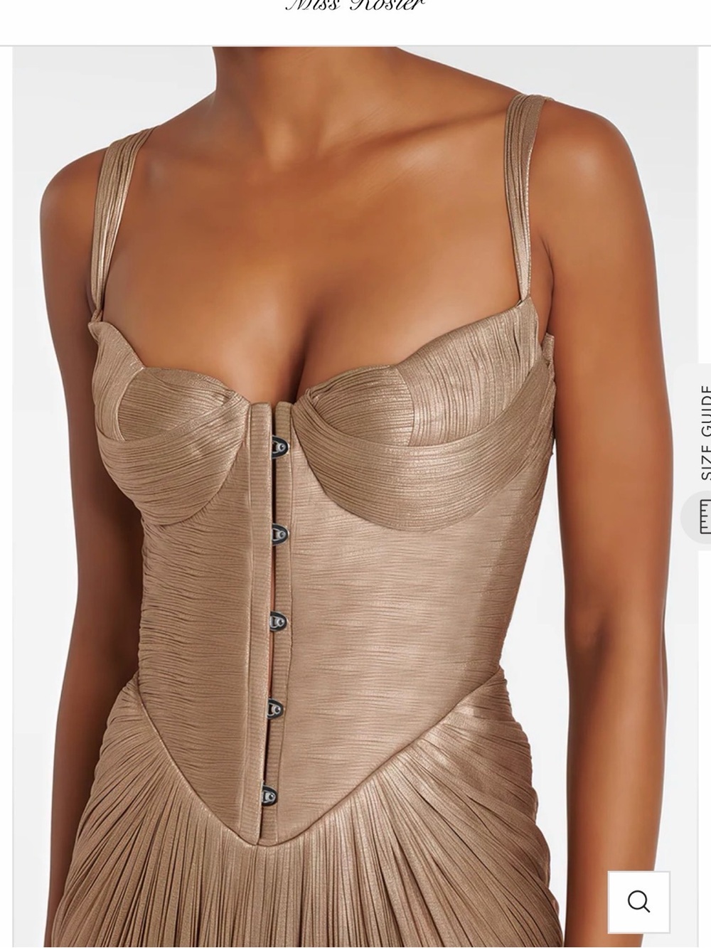Miss Rosier Bronze Pleated Corset Maxi Dress NWT - Picture 3 of 4